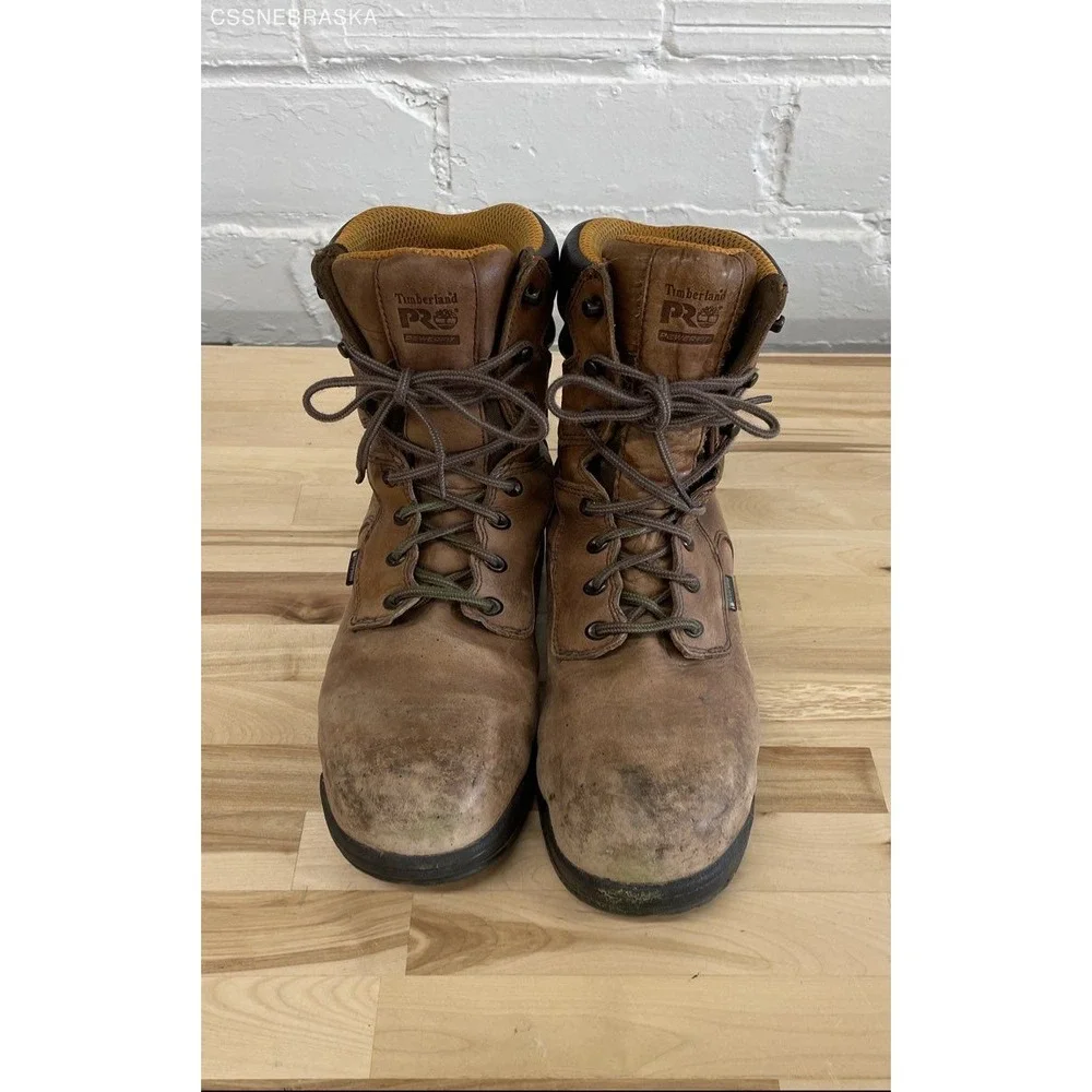 Timberland PRO 47019 Brown Men's Brown Leather Safety Toe Boot‎ - Size 9.5